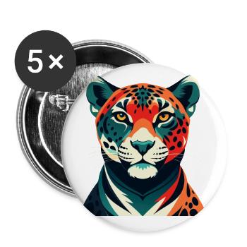 Léopard Dessin animé Personnage Animal de compagnie coloré - Lot de 5 petits badges (25 mm) - blanc - Devant