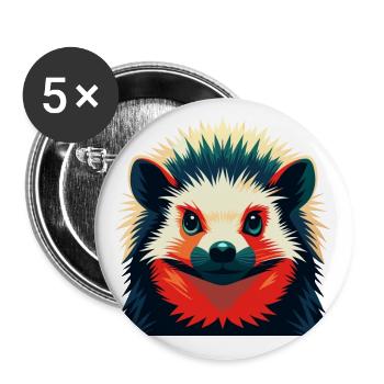 hérisson dessin animé personnage animal de compagnie coloré - Lot de 5 petits badges (25 mm) - blanc - Devant