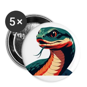 Snake Cartoon Character Colorful Pet Animal - Buttons small 1''/25 mm (5-pack) - white - Front