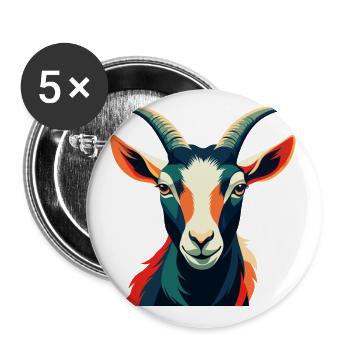 Goat Cartoon Character Colorful Pet Animal - Buttons small 1''/25 mm (5-pack) - white - Front