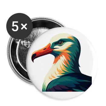 Albatross Cartoon Character Colorful Pet Animal - Buttons small 1''/25 mm (5-pack) - white - Front