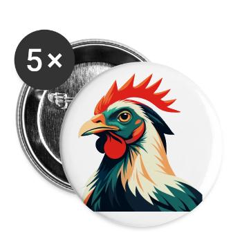 Chicken Cartoon Character Colorful Pet Animal - Buttons small 1''/25 mm (5-pack) - white - Front