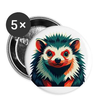 Igel Zeichentrickfigur Buntes Haustier Tier - Buttons klein 25 mm (5er Pack) - Weiß - Vorne