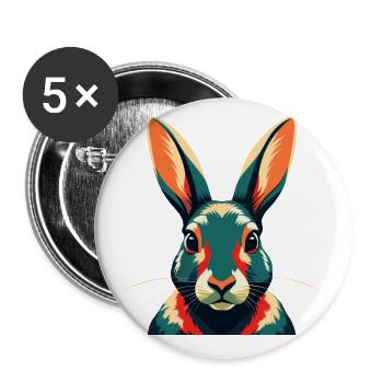 Kaninchen Cartoon Figur Buntes Haustier Tier - Buttons klein 25 mm (5er Pack) - Weiß - Vorne