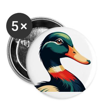 Personnage de dessin animé de canard Animal de compagnie coloré - Lot de 5 petits badges (25 mm) - blanc - Devant