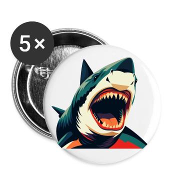 Hai Cartoon Figur Buntes Haustier Tier - Buttons klein 25 mm (5er Pack) - Weiß - Vorne