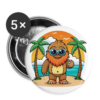 Big Foot Funny Cartoon Summer Beach Sunglasses - Buttons small 1''/25 mm (5-pack) - white - Front