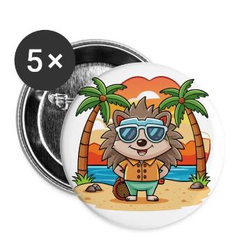 Igel Lustige Cartoon Sommer Strand Sonnenbrille - Buttons klein 25 mm (5er Pack) - Weiß - Vorne