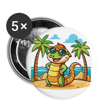 Anaconda Lustige Cartoon Sommer Strand Sonnenbrille - Buttons klein 25 mm (5er Pack) - Weiß - Vorne