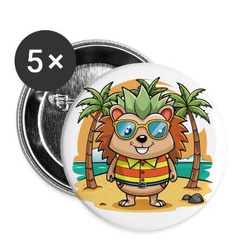 Igel Lustige Cartoon Sommer Strand Sonnenbrille - Buttons klein 25 mm (5er Pack) - Weiß - Vorne