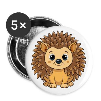 Igel Niedliche Maskottchen Zeichentrickfigur Kawaii - Buttons klein 25 mm (5er Pack) - Weiß - Vorne