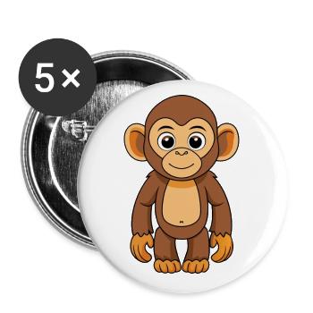 Schimpanse Niedliche Maskottchen Zeichentrickfigur Kawaii - Buttons klein 25 mm (5er Pack) - Weiß - Vorne