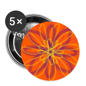 Abstrakte Blume auf orangefarbenem Hintergrund - Buttons klein 25 mm (5er Pack) - Weiß - Vorne