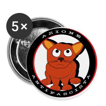 Chat Antifasciste - Autocollant Résistance - Lot de 5 petits badges (25 mm) - blanc - Devant