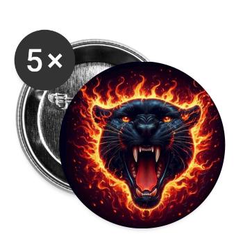 Panthère noire en feu - Lot de 5 petits badges (25 mm) - blanc - Devant