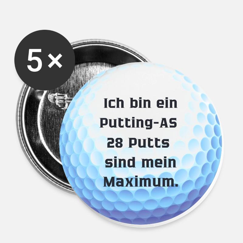 Golf Affirmation - Putting - Lot de 5 petits badges (25 mm) - blanc