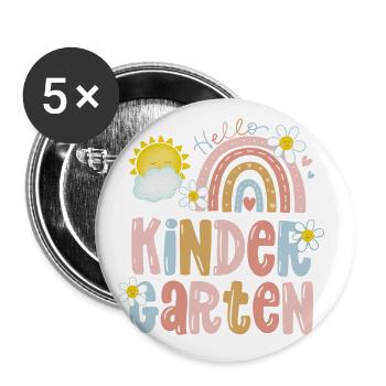 École maternelle - Lot de 5 petits badges (25 mm) - blanc - Devant