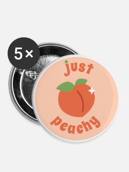 Nur pfirsichfarben - Buttons klein 25 mm (5er Pack) - Weiß