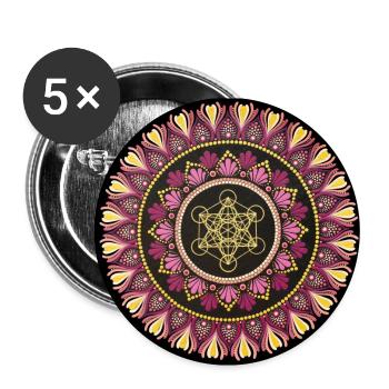 Métatron rose | Géométrie sacrée | Dot Art - Lot de 5 petits badges (25 mm) - blanc - Devant