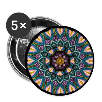 Lila und Rosa Mandala | Heilige Geometrie - Buttons klein 25 mm (5er Pack) - Weiß - Vorne