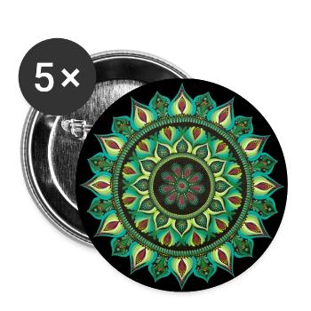 Grünes Mandala | Heilige Geometrie | Punktkunst - Buttons klein 25 mm (5er Pack) - Weiß - Vorne
