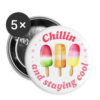 Glace fraîche - Lot de 5 petits badges (25 mm) - blanc - Devant
