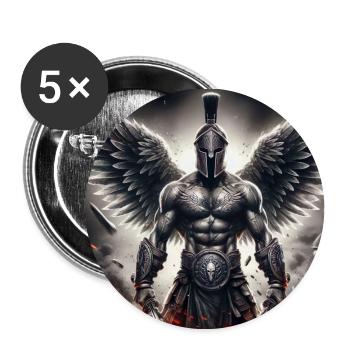 SPARTIATE - GUERRIER AVEC CASQUE - ARMURE - AILES - Lot de 5 petits badges (25 mm) - blanc - Devant