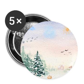 Winter Wonderland Snowy Landscape - Buttons small 1''/25 mm (5-pack) - white - Front