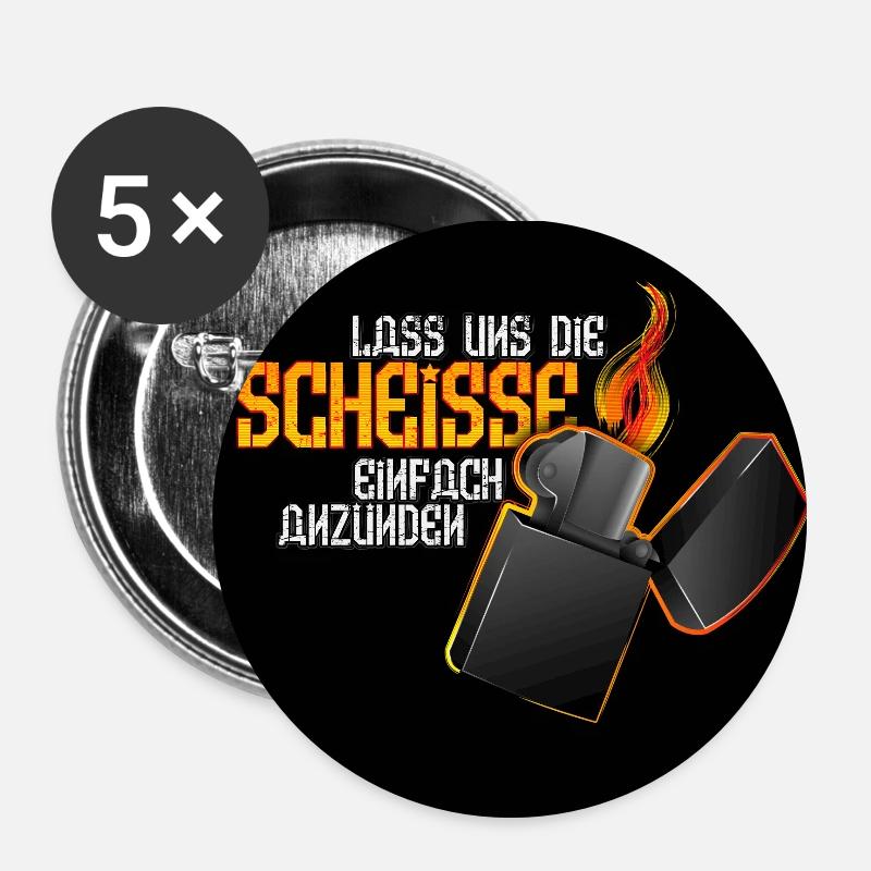 Allumons la merde ! - Lot de 5 petits badges (25 mm) - blanc