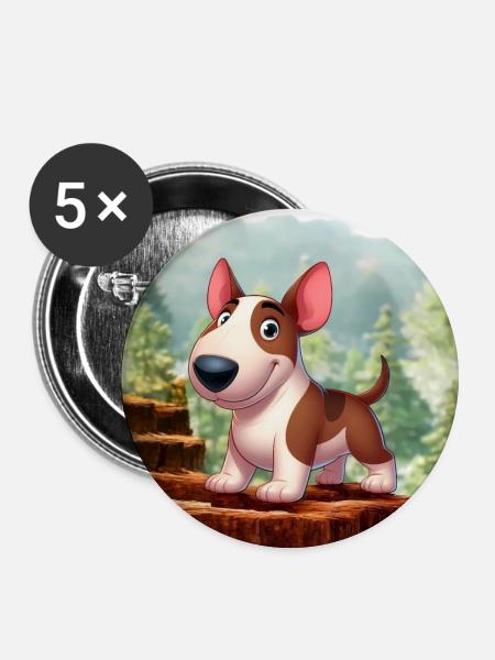 Bull Terrier 2 - Buttons small 1''/25 mm (5-pack) - white