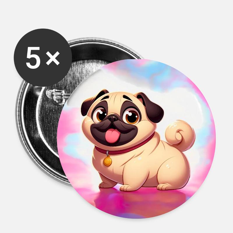 Pug 2 - Buttons small 1''/25 mm (5-pack) - white