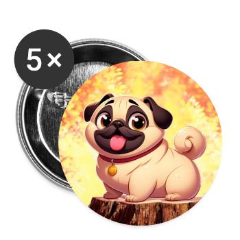 Pug 3 - Buttons small 1''/25 mm (5-pack) - white - Front
