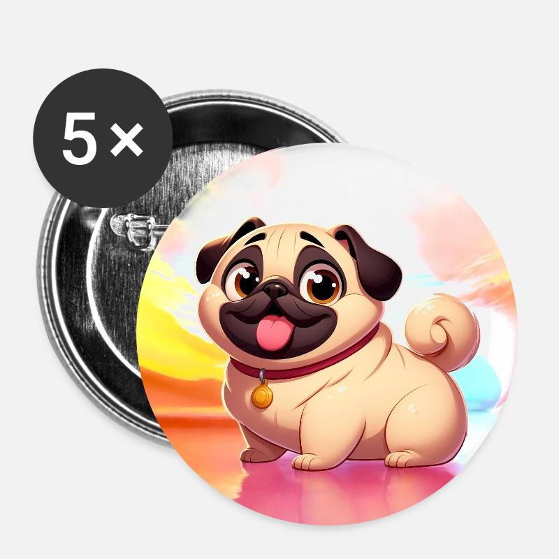 pug - Buttons small 1''/25 mm (5-pack) - white