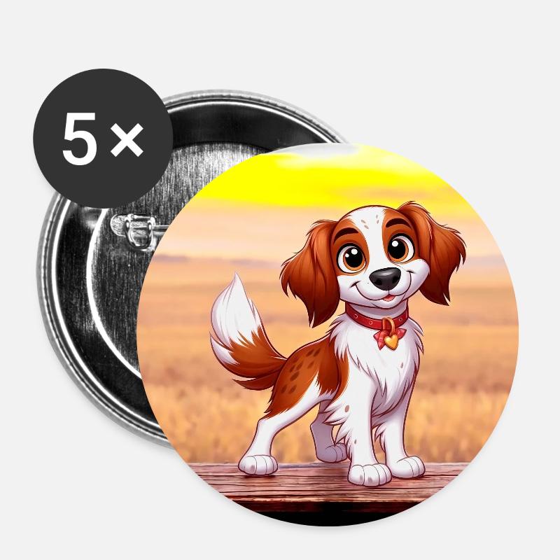 Brittany Spaniel 7 - Buttons small 1''/25 mm (5-pack) - white