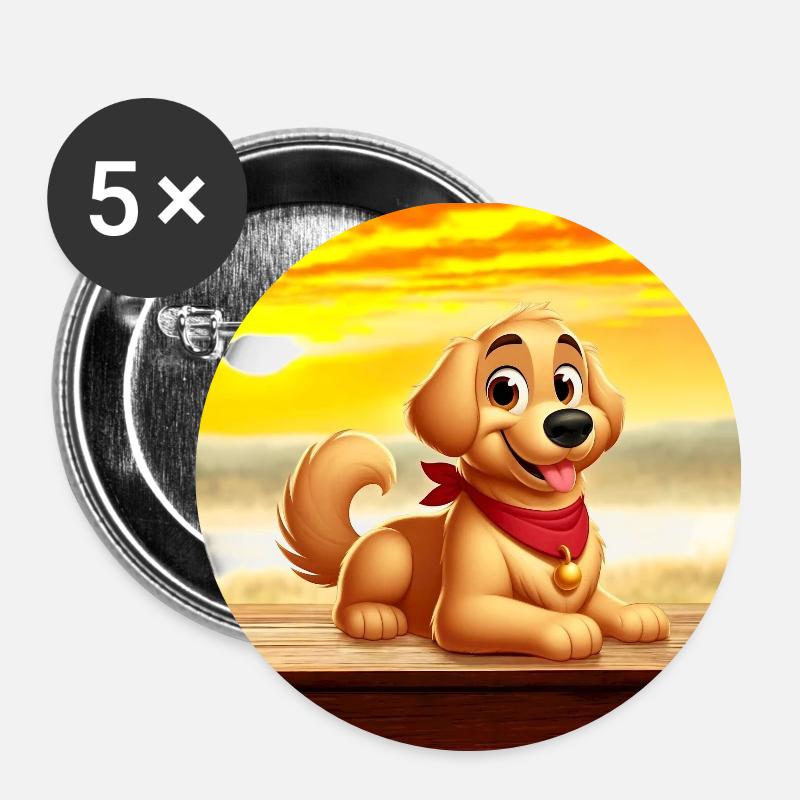 labrador 7 - Lot de 5 petits badges (25 mm) - blanc