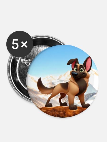 Malinois 5 - Buttons klein 25 mm (5er Pack) - Weiß