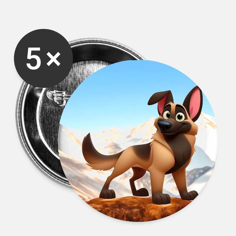 malinois 5 - Lot de 5 petits badges (25 mm) - blanc