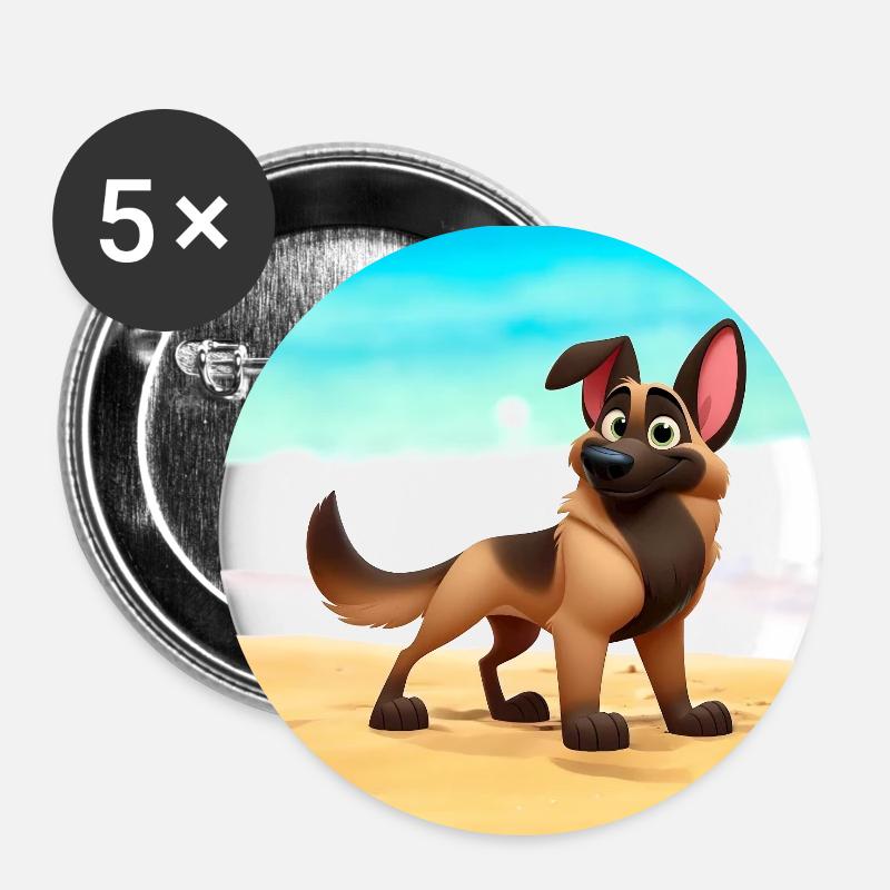 malinois 6 - Lot de 5 petits badges (25 mm) - blanc