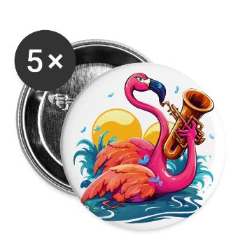 Jazzy Flamingo - Buttons klein 25 mm (5er Pack) - Weiß - Vorne