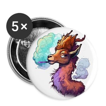 Blazing Attitude: Smokin Hot Llama Illustration - Buttons small 1''/25 mm (5-pack) - white - Front