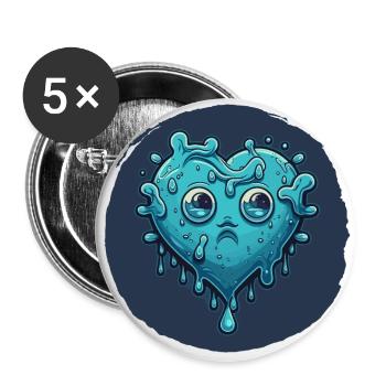 Water Love: A Playful Heart Design - Buttons small 1''/25 mm (5-pack) - white - Front