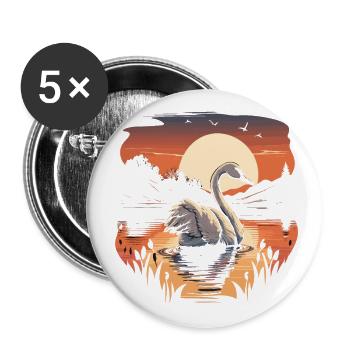 Tranquil Beauty: A Captivating Swan on a Serene La - Buttons small 1''/25 mm (5-pack) - white - Front