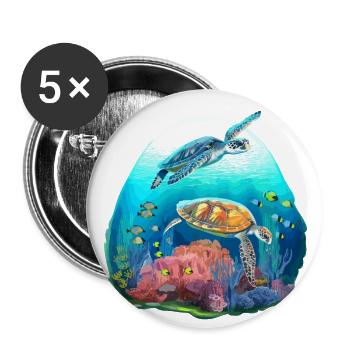 Oceanic Beauty: Underwater Scene with Colorful Ree - Buttons small 1''/25 mm (5-pack) - white - Front