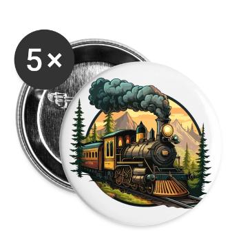 Vintage Journey: Old-Fashioned Steam Train - Buttons small 1''/25 mm (5-pack) - white - Front