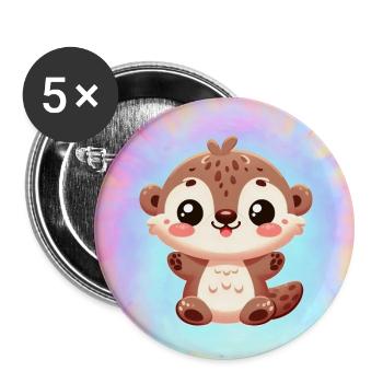 loutre 12 - Lot de 5 petits badges (25 mm) - blanc - Devant