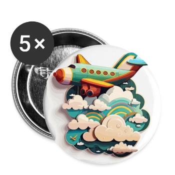 Boundless Horizons: Eine Luftaufnahme eines Flugzeugs - Buttons klein 25 mm (5er Pack) - Weiß - Vorne