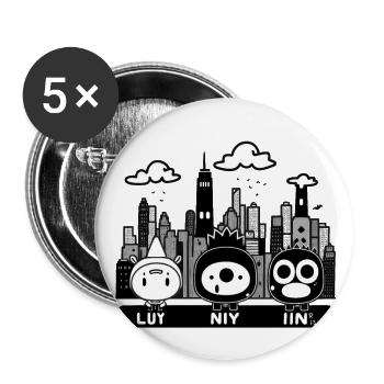 Noir et blanc minimaliste : les toits de la ville - Lot de 5 petits badges (25 mm) - blanc - Devant