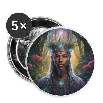 The head of a magic forest mage - Buttons small 1''/25 mm (5-pack) - white - Front