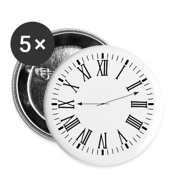 Römische Uhr - Buttons klein 25 mm (5er Pack) - Weiß - Vorne