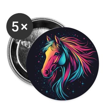 Ponies and horses are my friends - Buttons small 1''/25 mm (5-pack) - white - Front